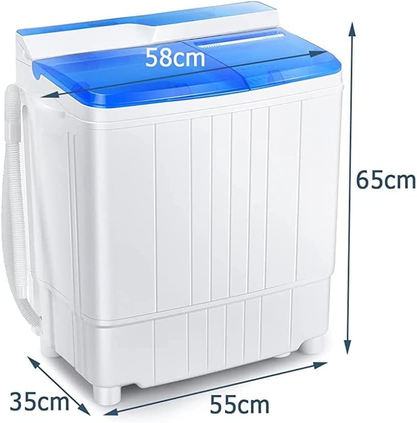 GiantexUK Twin Tub Washing Machine, 4.5KG Compact Washing Machine and Spin Dryer Combo with 3 Modes, Drainage & Timer(3.5kg Washer 1kg Dryer, Blue+White)