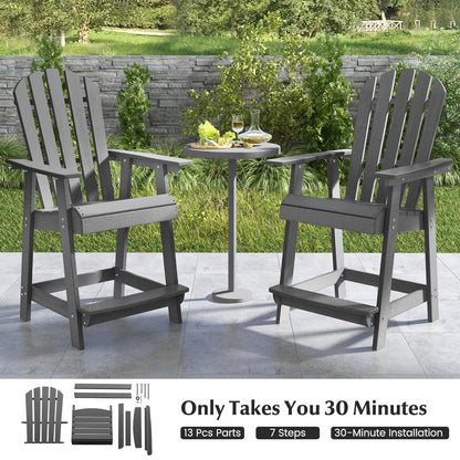 Garden Adirondack Chair, 1 PCS All-weather HDPE Dining Bar Chair