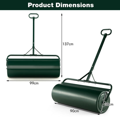 GiantexUK 63L Garden Lawn Roller, Water/Sand Filled Lawn leveller with Scraper Drum & Removable Drain Plug (T-Handle)