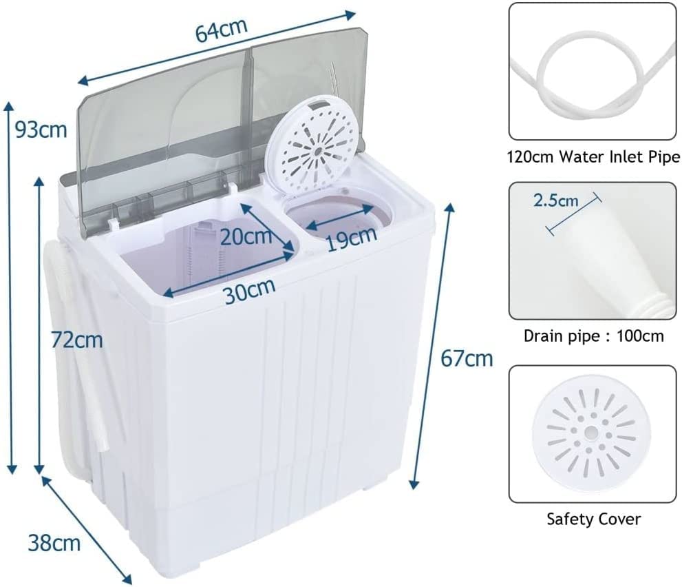 GiantexUK Twin Tub Washing Machine, 4.5KG Compact Washing Machine and Spin Dryer Combo with 3 Modes