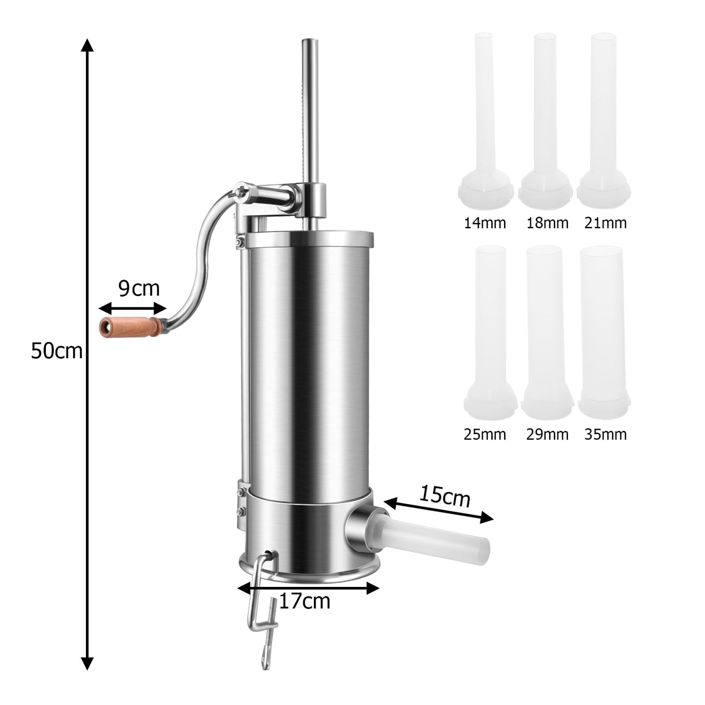 GiantexUK 6L Stainless Steel Sausage Stuffer, Vertical Homemade Sausage Maker with 6 Filling Tubes