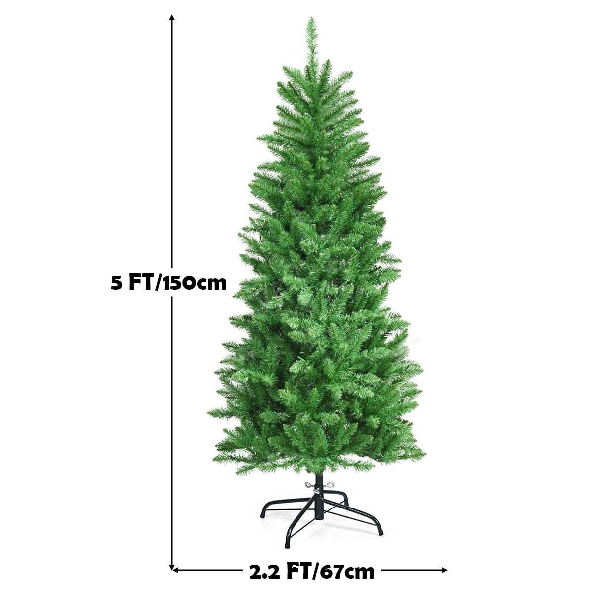 GiantexUK 5FT/6FT Pre Lit Premium Christmas Tree, Green Xmas Tree with 150/250 LED Lights