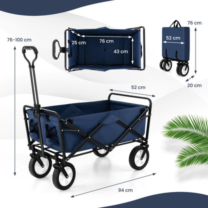 GiantexUK Folding Trolley Cart, Garden Wagon Trailer with Adjustable Handle