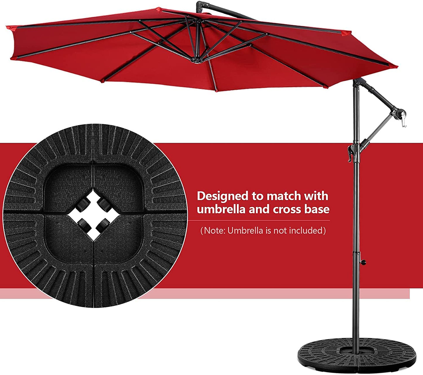 GiantexUK 4 Pcs Parasol Base, Water Sand Filled Cantilever Banana Umbrella Weight Stand