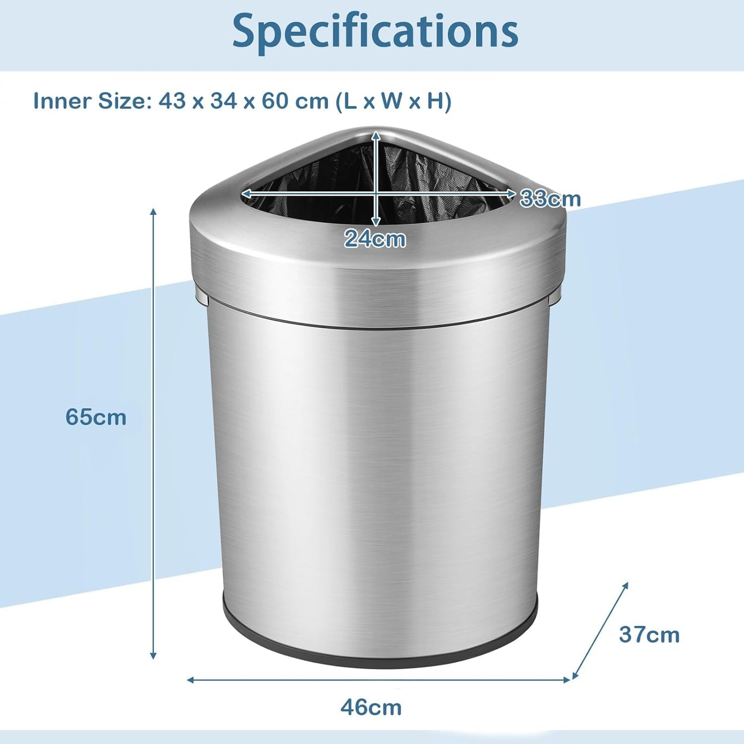 GiantexUK 60L Corner Trash Bin, Fan-shaped Kitchen Rubbish Bin with Handle & Non-slip Bottom