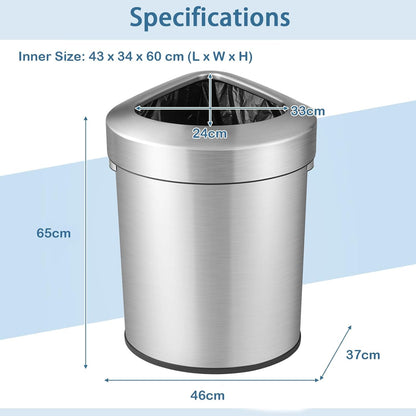 GiantexUK 60L Corner Trash Bin, Fan-shaped Kitchen Rubbish Bin with Handle & Non-slip Bottom