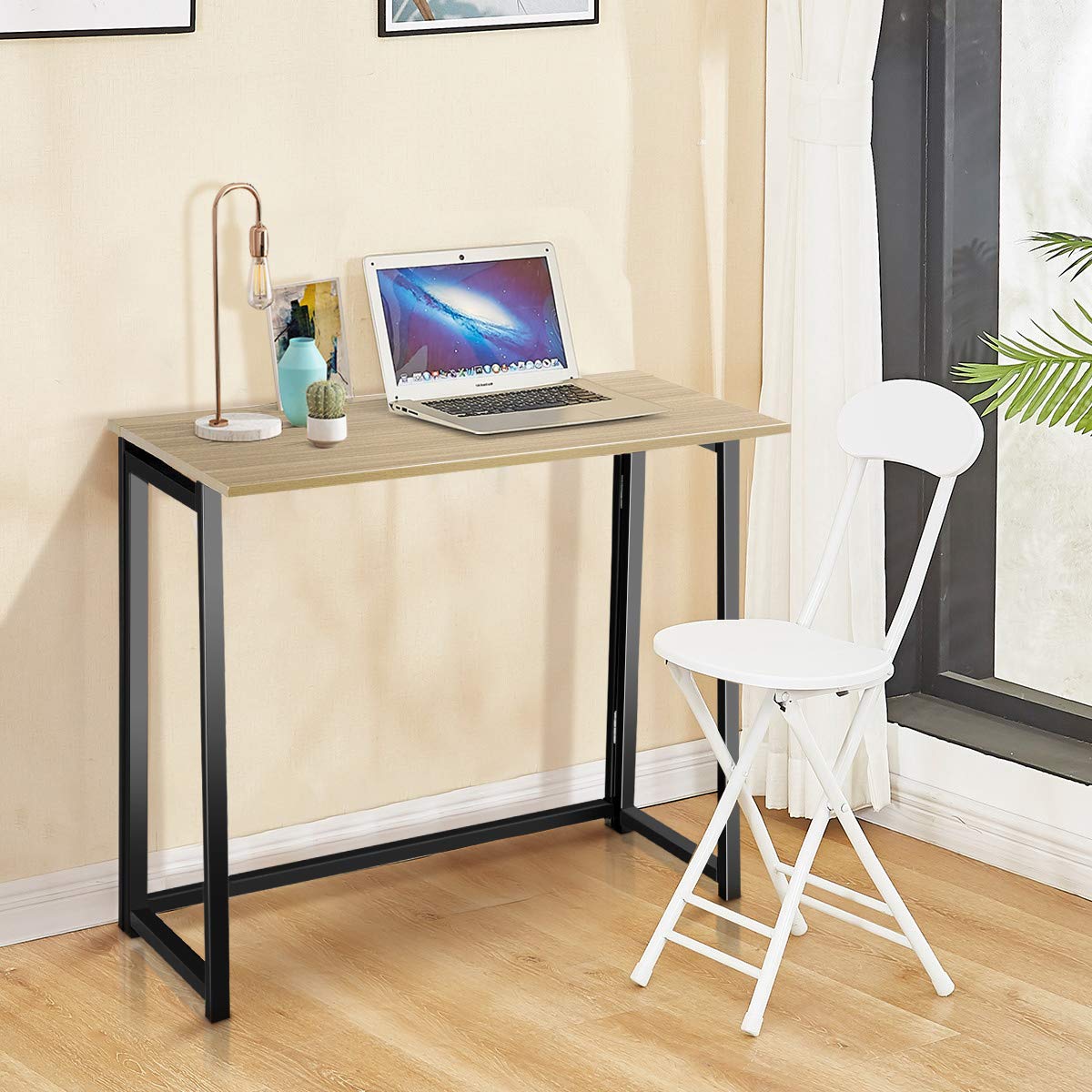 Folding Computer Desk, No-Assembly Simple PC Laptop Table Writing Workstation, 80 x 45 x 74cm