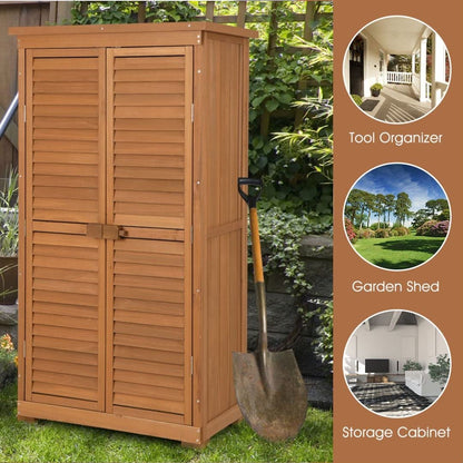 GiantexUK Wooden Garden Shed, Outdoor Tool Storage Cabinet with 3 Removable Shelves