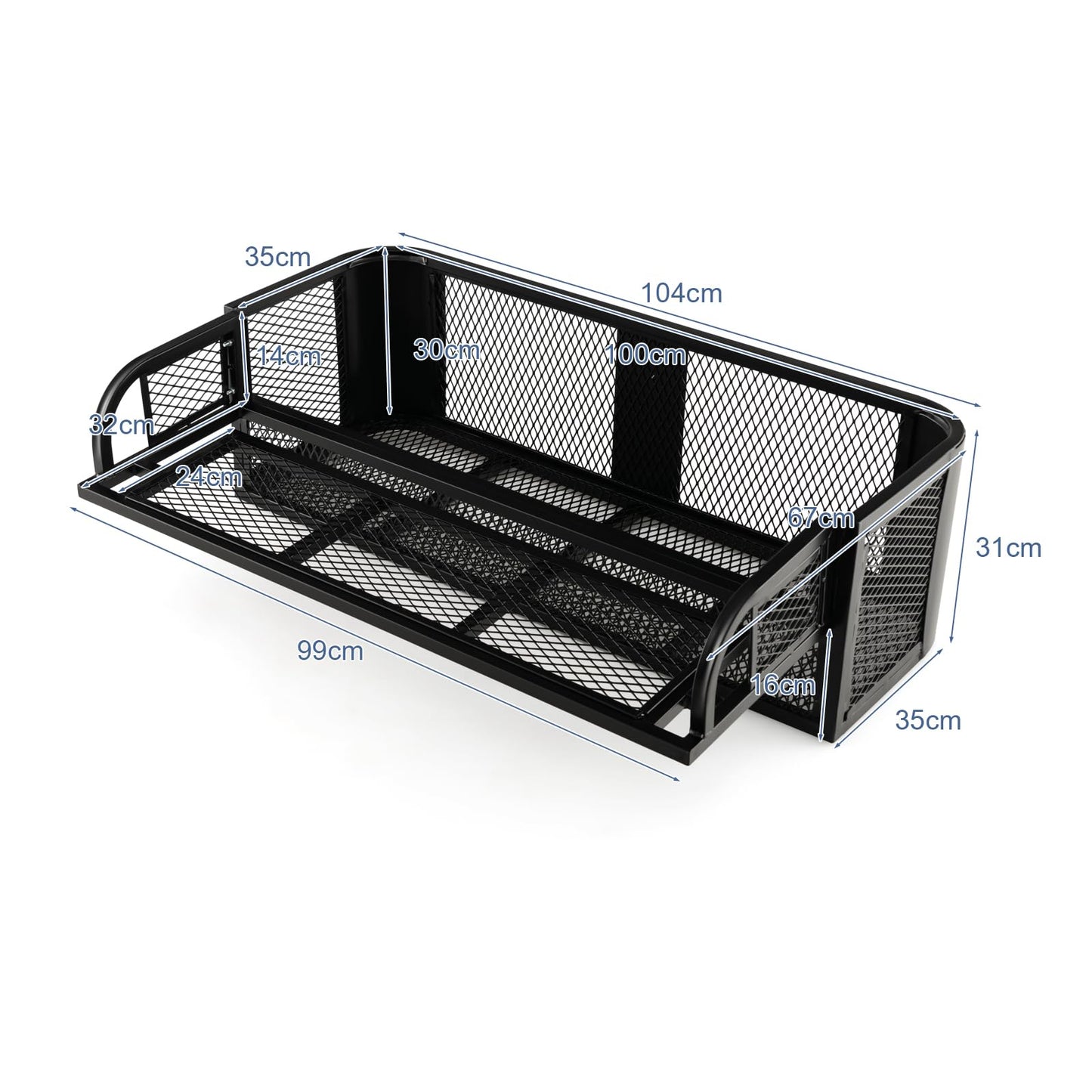 GiantexUK ATV Rear Drop/Front Cargo Basket, Heavy-Duty Metal Mesh Luggage Carrier Rack