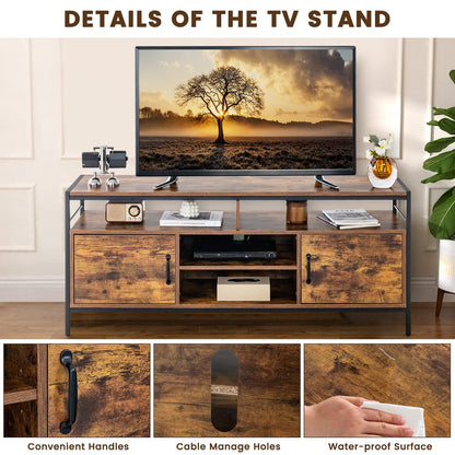 TV Stand for TVs up to 65", Wooden TV Cabinet Media Entertainment Center  for Living Room Bedroom