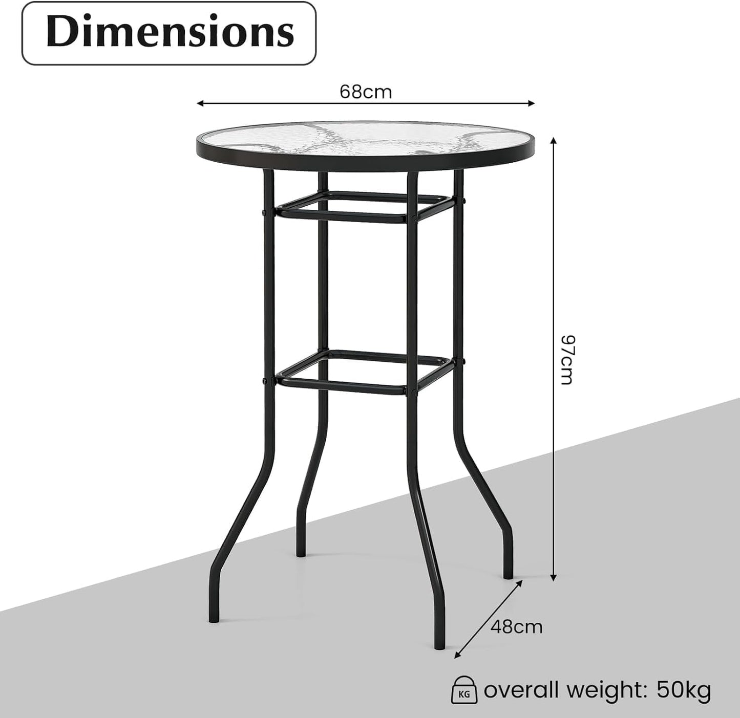 GiantexUK 3 Piece Bistro Set, Garden Dining Furniture Set with Round Bar Table and 2 Folding Chairs