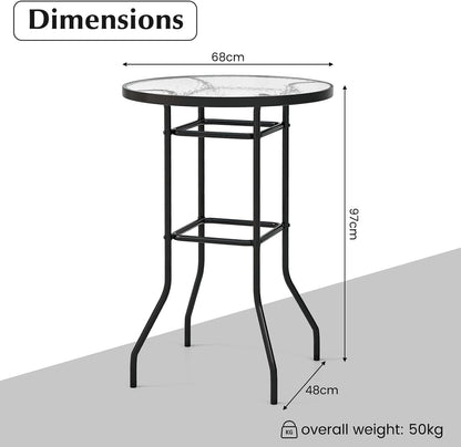 GiantexUK 3 Piece Bistro Set, Garden Dining Furniture Set with Round Bar Table and 2 Folding Chairs