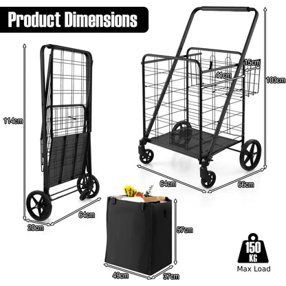 GiantexUK Folding Shopping Trolley on Wheels