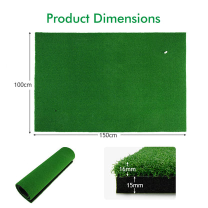 Golf Practice Mat, 5ft x 3ft Artificial Grass Golf Hitting Mats with 3 Rubber Tees