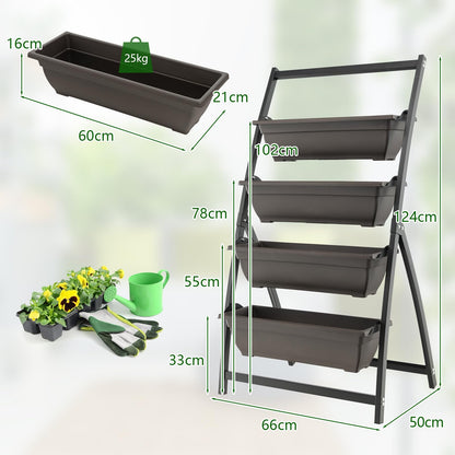 GiantexUK Raised Garden Bed, 4 Tier Vertical Ladder Planter with Removable Trays and Drainage Holes