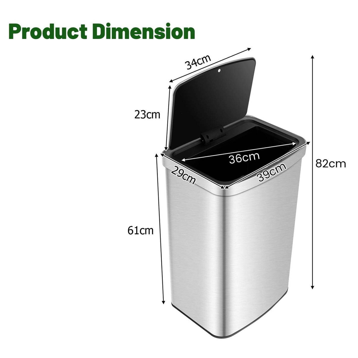 GiantexUK Automatic Sensor Kitchen Bin, 50L Touchless Waste Can with Soft Closure Lid