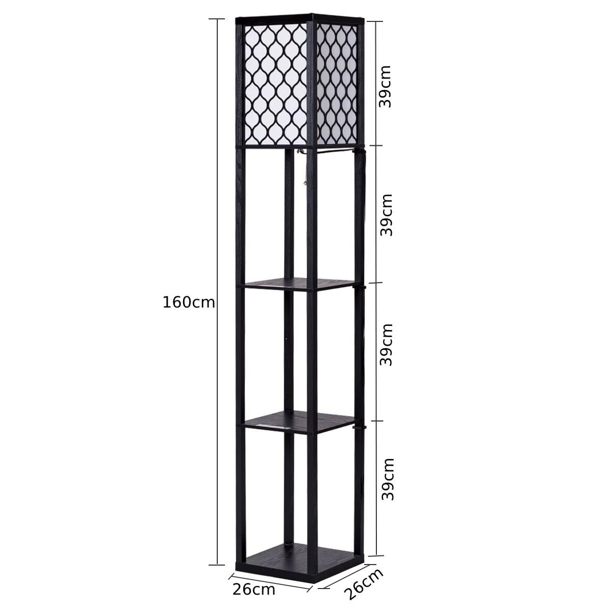 GiantexUK Floor Lamp with Shelves, 3 Layers Tall Standing Light (with Grid Patterns)