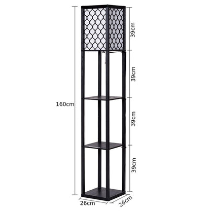 GiantexUK Floor Lamp with Shelves, 3 Layers Tall Standing Light (with Grid Patterns)