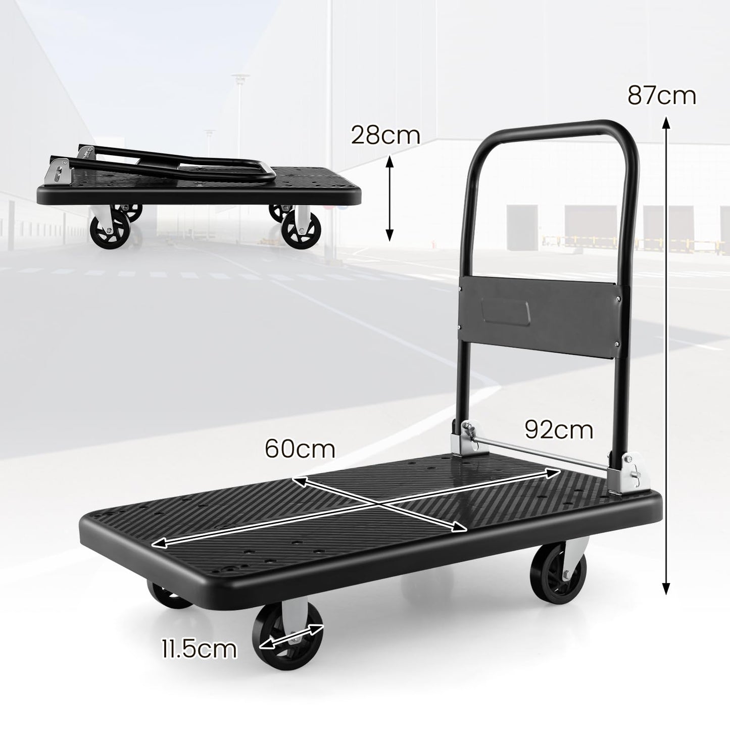 GiantexUK 400KG Folding Platform Trolley (92x60x87cm, 400kg)