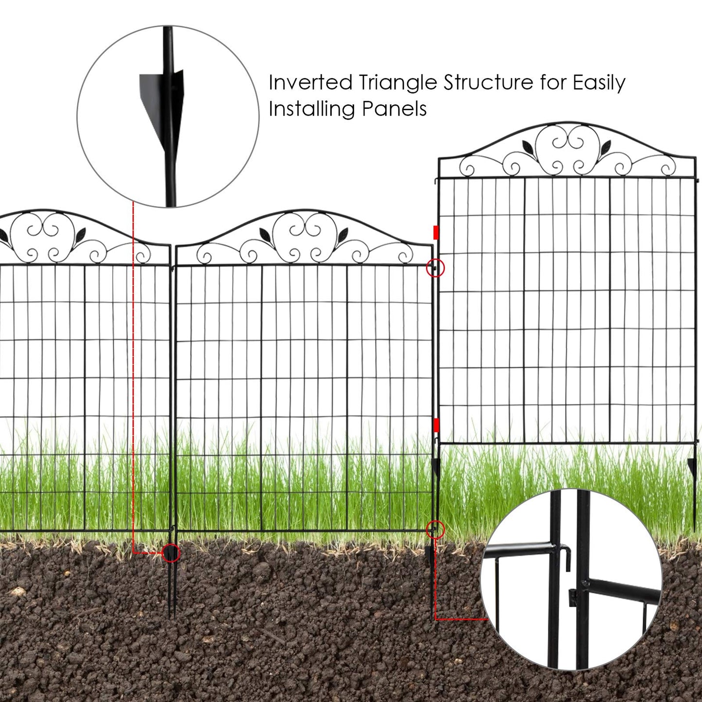 GiantexUK Metal Garden Fencing, Outdoor Decorative Wire Patio Fence, Folding Flower Bed Border Animals Barrier (56in x 12ft)