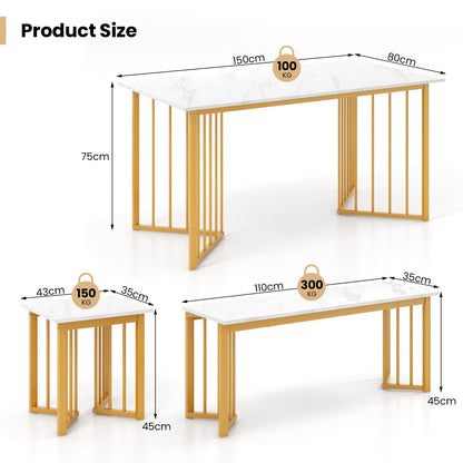 Dining Table and 2 Stools Set with 1 Bench, Kitchen Table and Chairs Set of 4 with Marble Grain