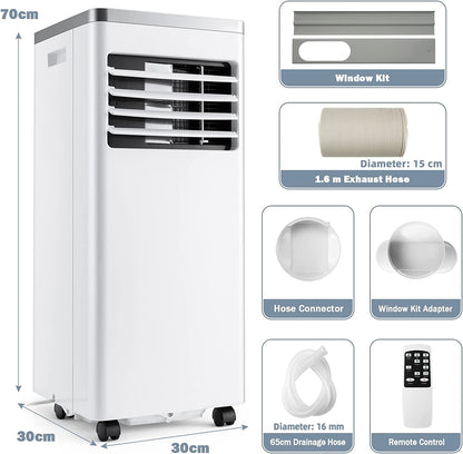 GiantexUK Portable Air Conditioner 7000 BTU, 4-In-1 Powerful AC Unit, Dehumidifier, 2 Speeds Cooling Fan with Sleep Mod