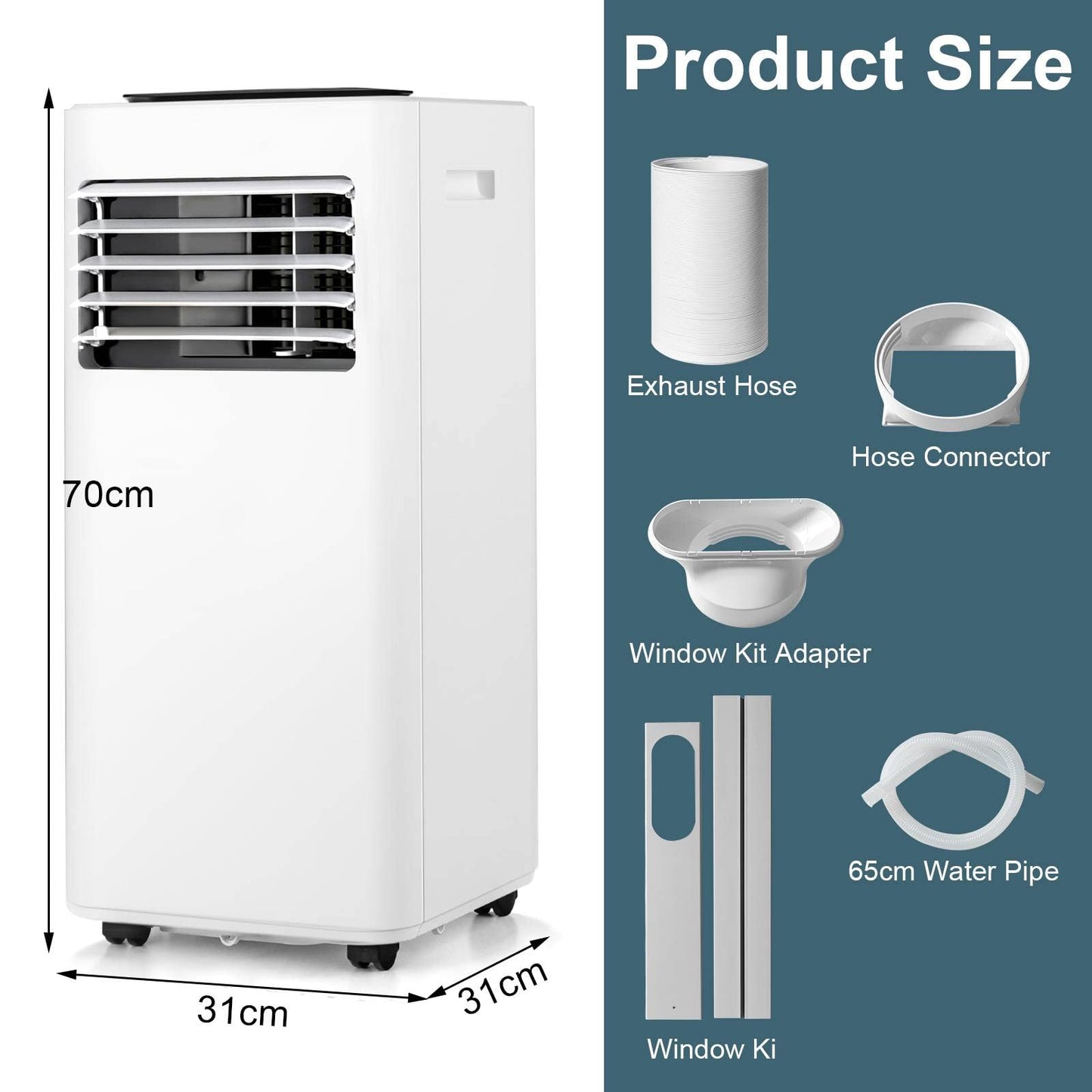 GiantexUK 9000BTU Portable Air Conditioner, 5-in-1 AC Unit, Heater, Dehumidifier, 2-Speed Fan with WiFi Smart APP, Sleep Mode