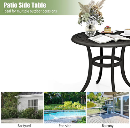 GiantexUK Outdoor Garden Dining Table, Cast Aluminum Round Table with Adjustable Foot Pads