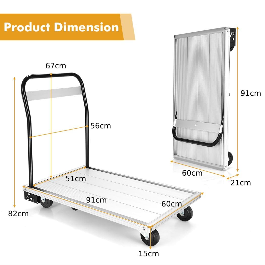 GiantexUK 350KG Folding Platform Trolley, Heavy Duty Sack Dolly Hand Truck with TPR Wheels & Handle