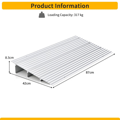 GiantexUK Aluminum Threshold Ramp, 87x42/55/67cm Non-slip Wheelchair Ramp with Adjustable Pivoting Flap