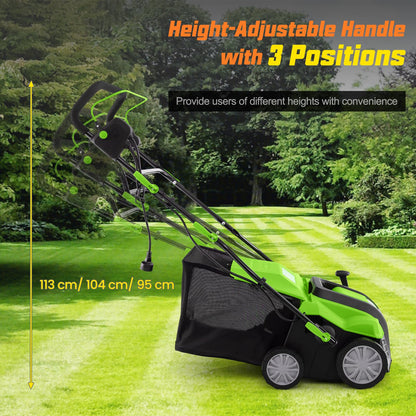 Lawn Scarifier and Aerator 2 in 1, 2000W Folding Garden Lawn Rake with 40cm Working Width