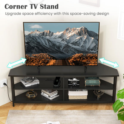 TV Stand with Charging Station for TVs up to 60 Inches, 140cm TV Unit Console Table for Living Room Bedroom