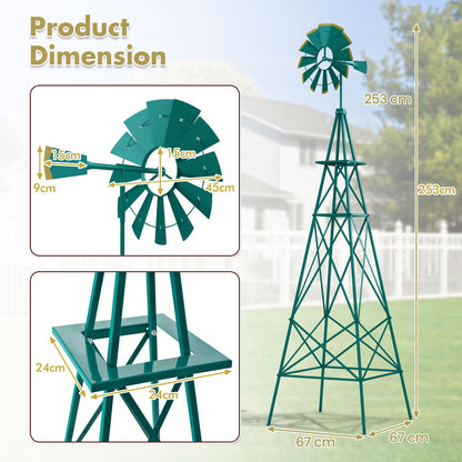 GiantexUK Garden Metal Windmill, 8FT Ornamental Wind Mill