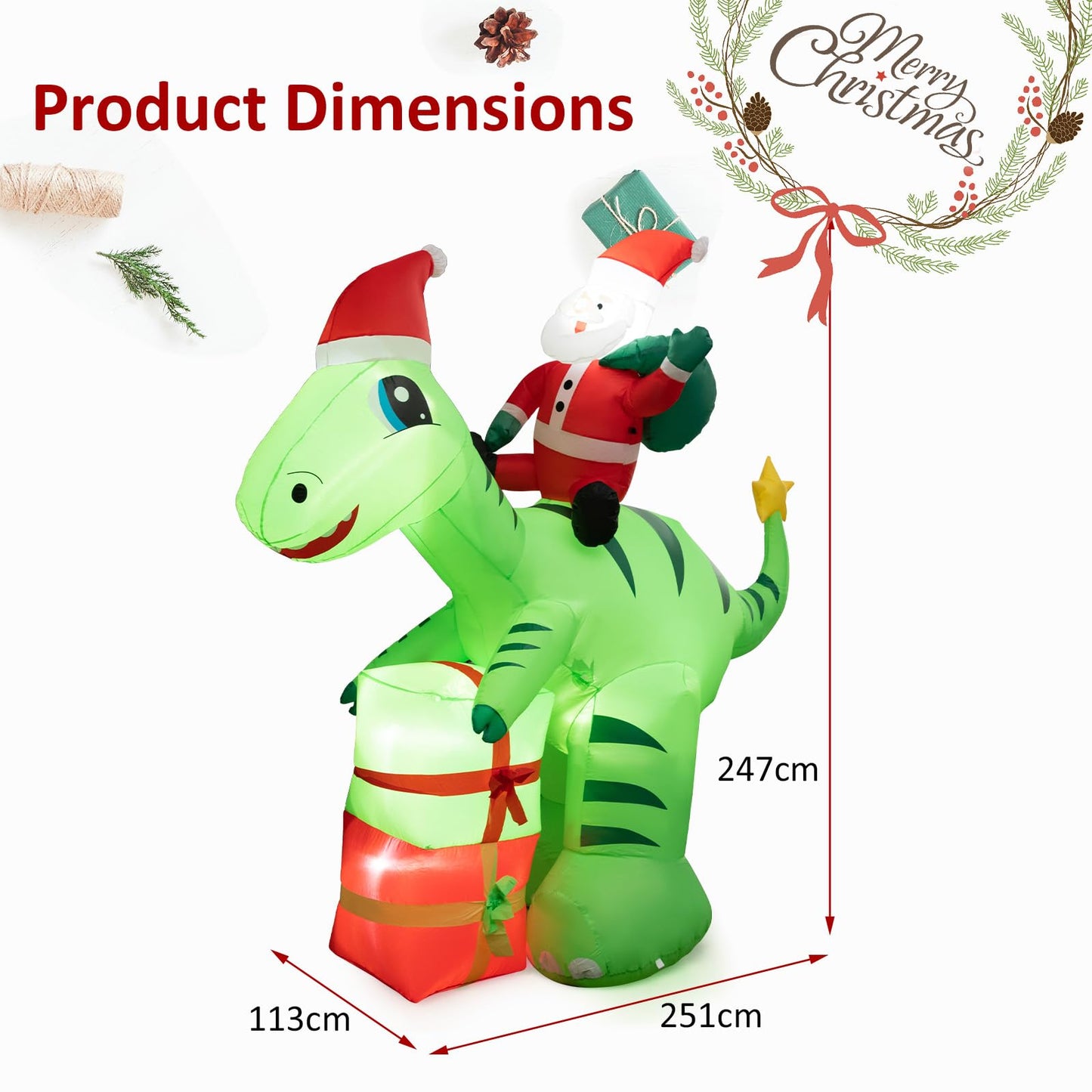 Inflatable Christmas Santa Claus, Self Inflating Xmas Decoration with LED Lights and Blower