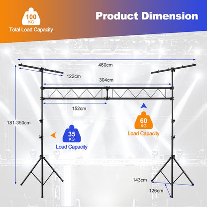 GiantexUK Lighting Truss Bridge Stand, 3.5M Stage Lighting Stand with 11-Position Adjustable Heights