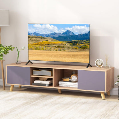 TV Stand for TVs up to 65 Inches, Wooden TV Cabinet Media Entertainment Center with 2 Doors