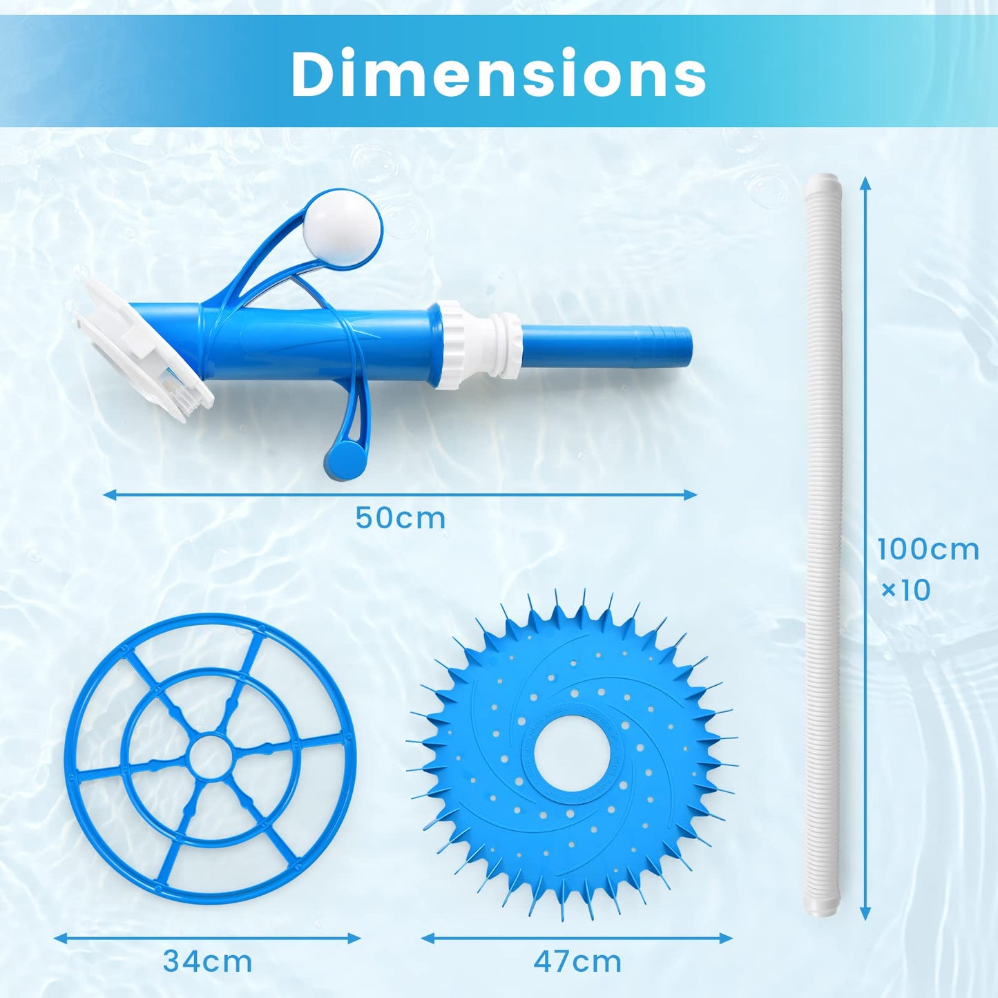 GiantexUK Automatic Pool Cleaner, Powerful Suction Pool Vacuum Cleaner with 10 1M Hoses & Accessories