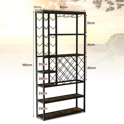 GiantexUK 27 Bottles Wine Rack, 6-Tier Freestanding Wine Bar Cabinet with Storage Shelves