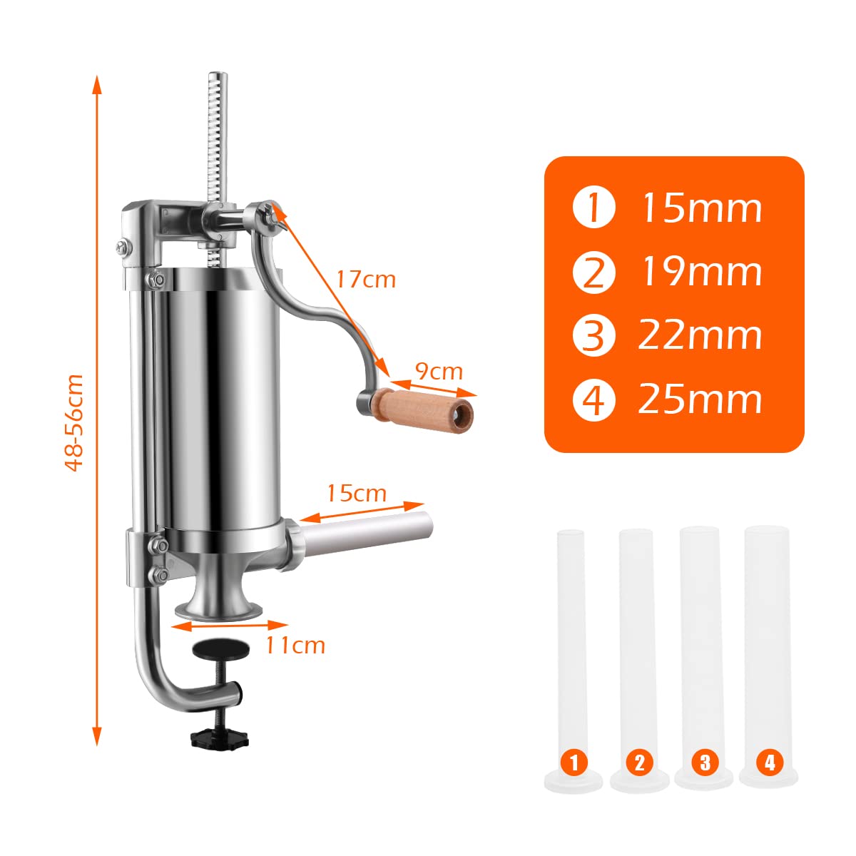 GiantexUK 3L Stainless Steel Sausage Stuffer, Vertical Homemade Sausage Maker(3L/5LBS)