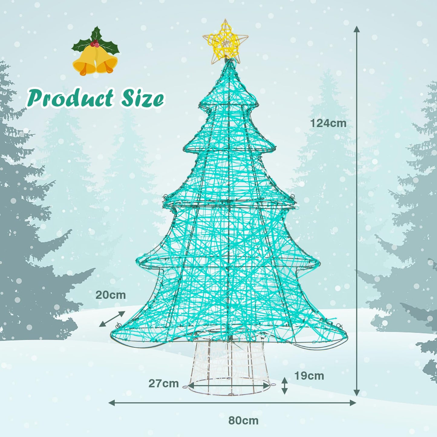 4FT Lighted Christmas Tree, Pre-Lit Artificial Xmas Trees with Top Star