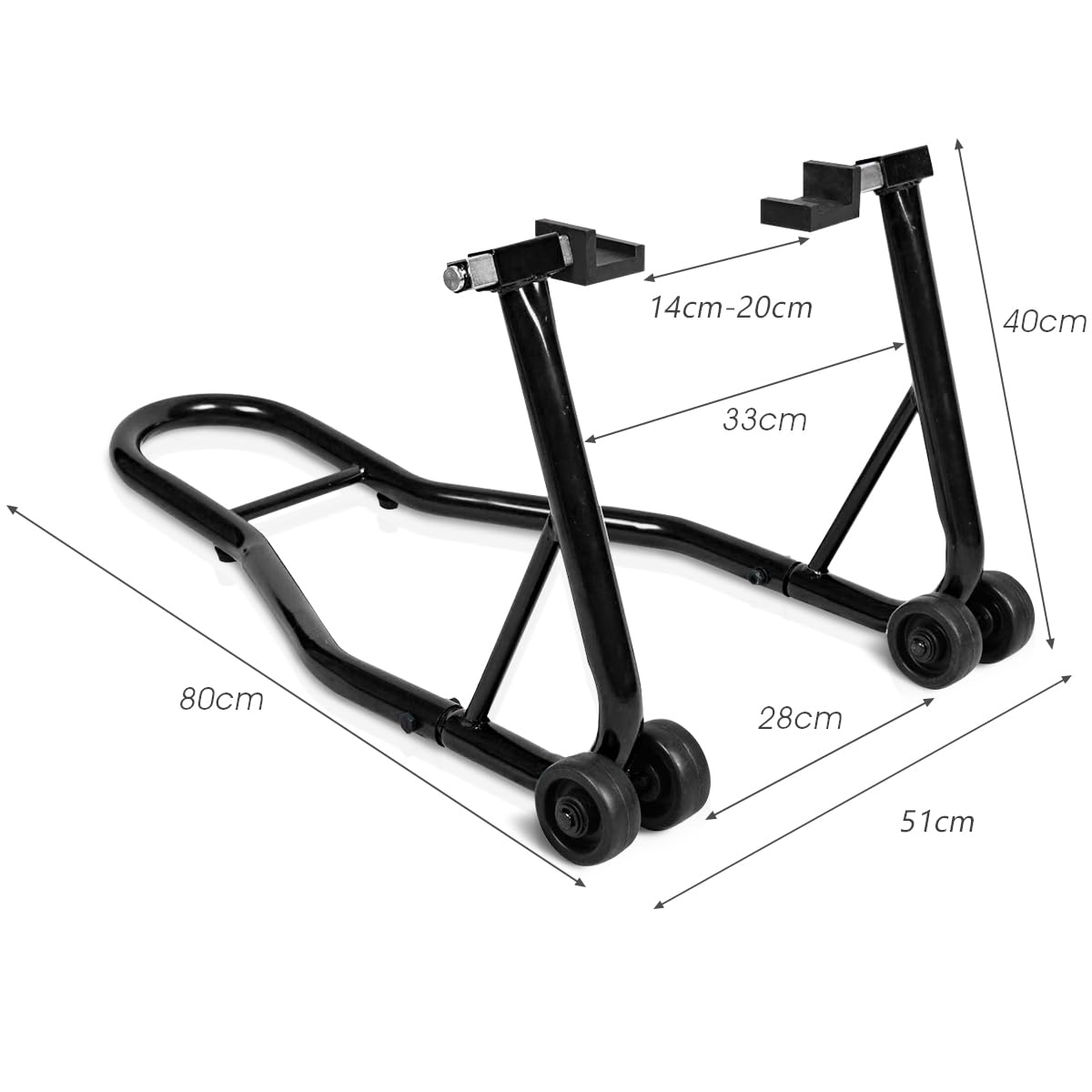 GiantexUK Motorbike Stand, Adjustable Rear Track Paddock Stand on Wheels