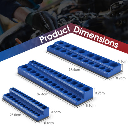 GiantexUK Magnetic Socket Organizer, 6 PCS SAE and Metric Socket Holder Kit with 141 Slots