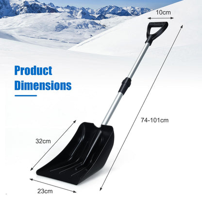 GiantexUK Retractable Snow Shovel, Heavy Duty Aluminum Snow Removal Tool with Ergonomic D-Shaped Handle