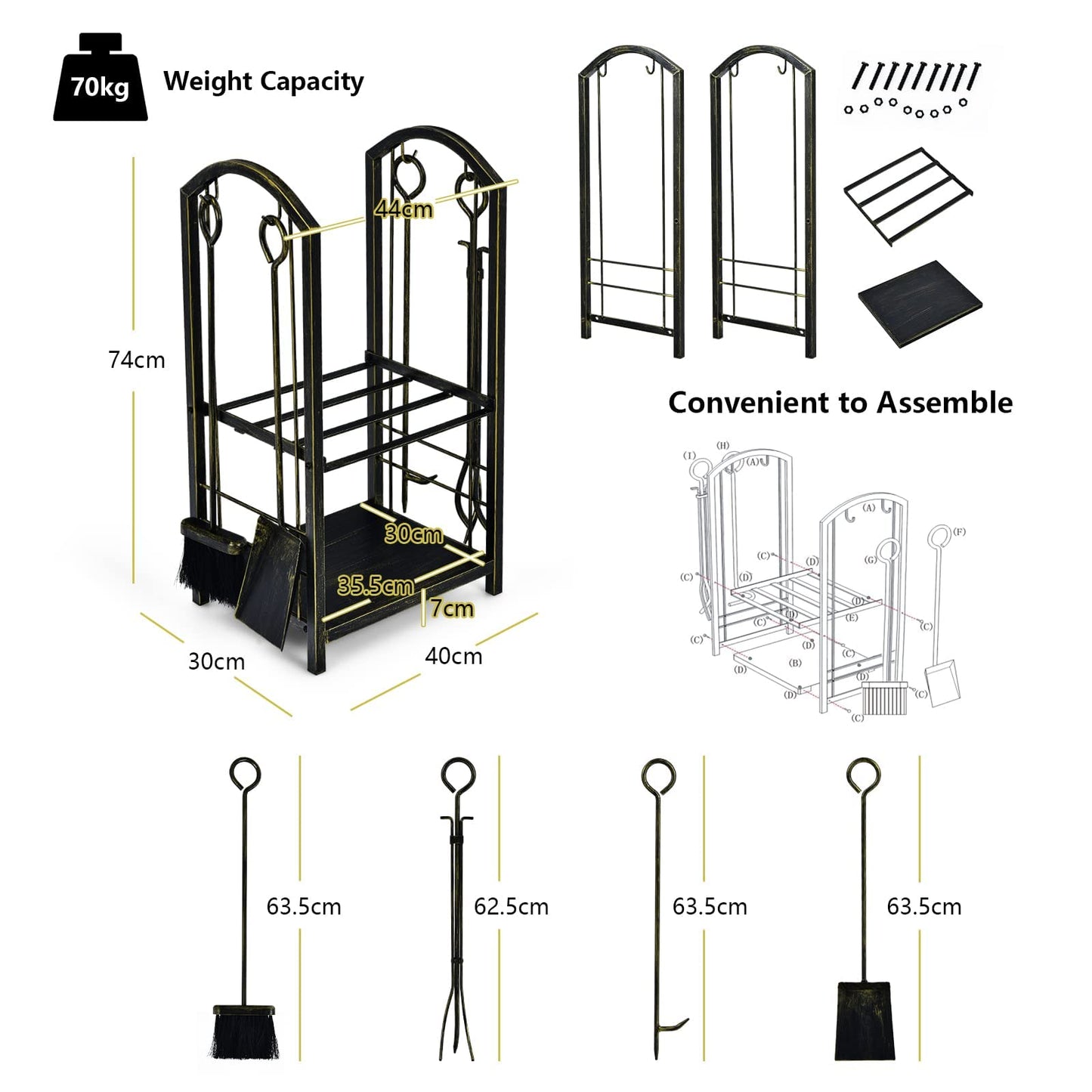 GiantexUK Metal Firewood Rack, Heavy Duty Fireplace Log Holder