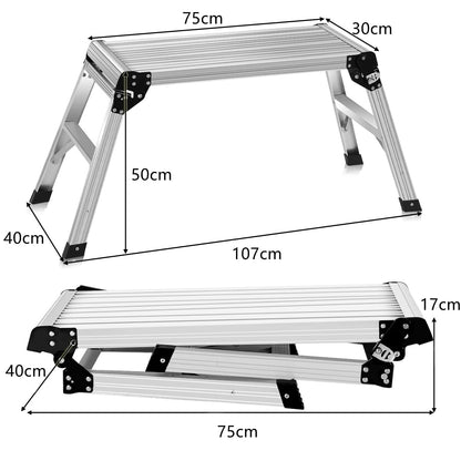 GiantexUK Aluminum Hop Up Platform, Folding Step Up Work Bench with Secure Locking