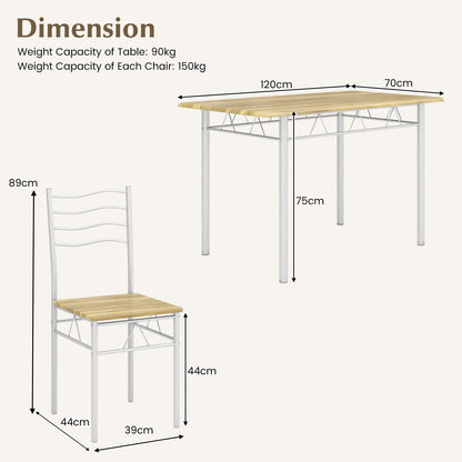 GiantexUK 5PCS Dining Table and Chairs Set, Metal Frame Kitchen Table Set with High Back & Anti-slip Foot Pads