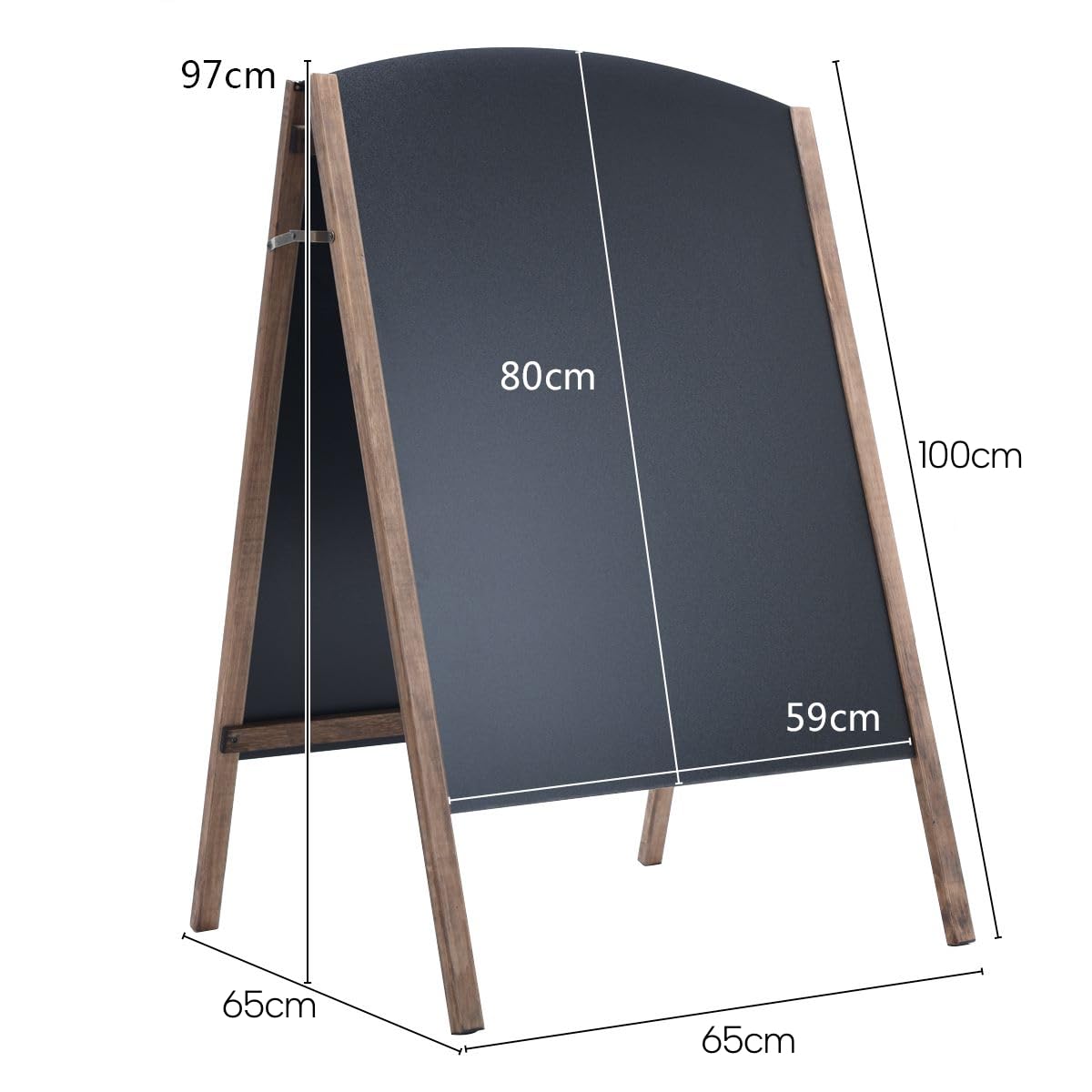 GiantexUK Folding A-Frame Chalkboard, Double Sided Blackboard with Adjustable Angle and Non-Slip Pads (65 x 65 x 97cm)