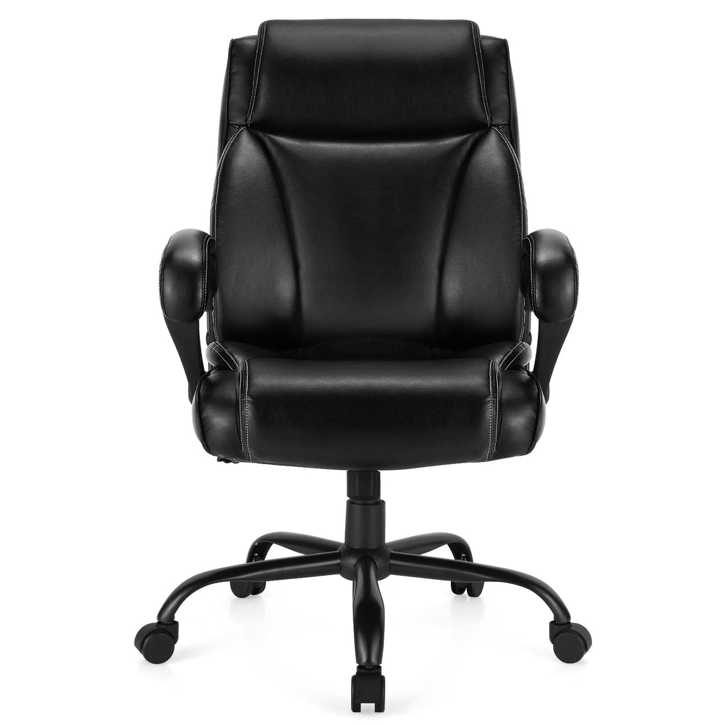 400LBS PU Leather Office Chair, Height Adjustable Big & Tall Executive Chair, Black