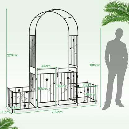 GiantexUK Garden Arch with Gate & Planter Boxes