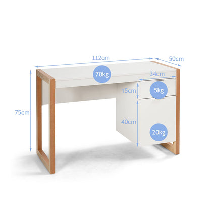 Wooden Laptop Desk, Modern PC Table Workstation with Storage Cabinet and Drawer